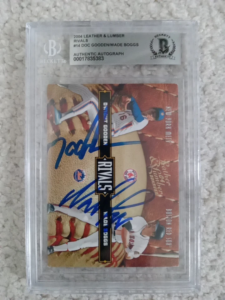 Wade Boggs / Dwight Gooden 2004 Donruss Leather Lumber Rivals Signed PSA Auto - Image 1 of 4