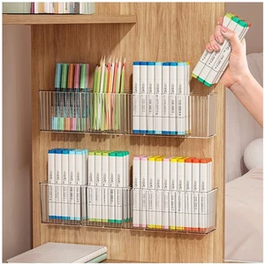 2 Pack Wall Mounted Marker Holder, 3 Compartments Clear Pen Holder Organizer,... - Bild 1 von 7