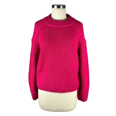 REBECCA MINKOFF Neon Pink Bold Heavy Knit Pullover Sweater Jumper Valerie M NWT - Image 1 of 4