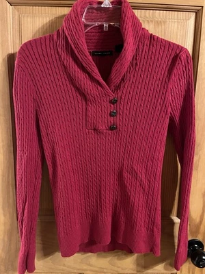 Suéter tejido manga larga Jeanne Pierre rojo talla pequeña para mujer Foto 1 de 4