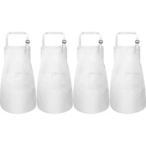 4 Pieces Apron with Pocket Children Adjustable Chef Apron for Cooking Baking ... - Picture 1 of 6