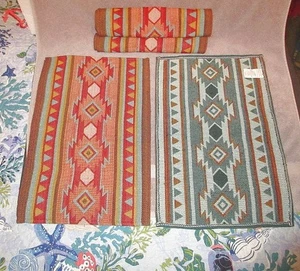 Vintage Canyon Sky Tapestry Placemats Reversible Southwestern Aztec Set Of 4 - Picture 1 of 6