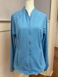 Sigrid Olsen Golf & Tennis Jacket Womens Med Blue Long Sleeve Stretch Full Zip - Picture 1 of 7