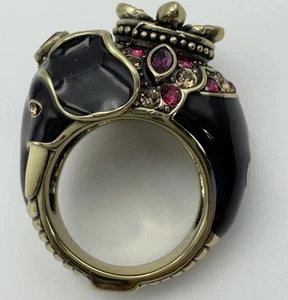 Gr. 7 HEIDI DAUS Majestätischer Mr. Elephante RING schwarz Emaille Kristalle Strass - Bild 1 von 18