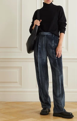 Brunello Cucinelli Monili Corduroy Pants Navy Relaxed Leg Size 10 New Tag $2195 - Image 1 of 4