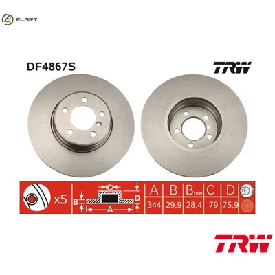 2x BRAKE DISC DF4867S FOR LAND ROVER RANGE/III/SUV/Mk 306D1 2.9L 6cyl 4.2L 8cyl - Image 1 of 4