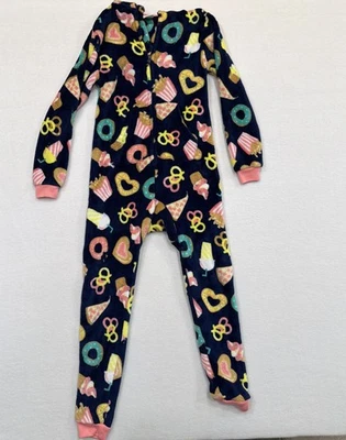 Youth Girl's Cat and Jack Fleece Hooded PJ Zipper Sleeper Sz M 7/8 Cream EUC - Image 1 of 3