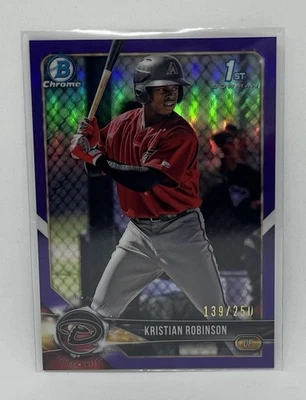 Kristian Robinson 2018 Bowman Chrome 1ST TRUE Purple Refractor /250 READ⬇️ - Image 1 of 2