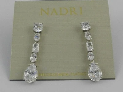 Nadri ​Shine On Rhodium-Plated Brass & Cubic Zirconia Linear Drop Earrings - Image 1 of 4