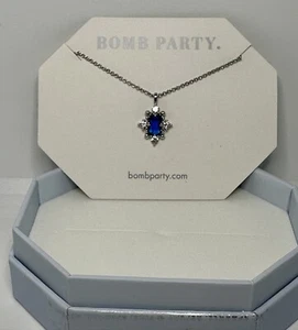 Bomb Party Necklace “Fierce In Sparkle” RBP3983 LC Sapphire & Rhodium - Picture 1 of 2