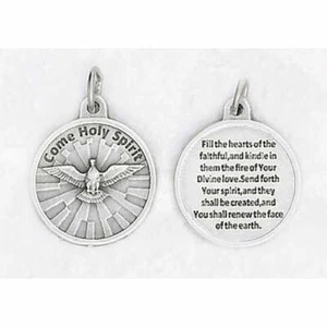 Holy Spirit Silver Tone Round 3/4" Medal  171-34-2420 - Picture 1 of 1