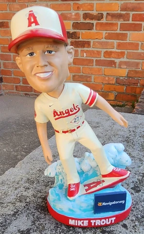 2022 Mike Trout SGA Bobblehead Anaheim Angels City Connect Surfing Bobblehead Cover