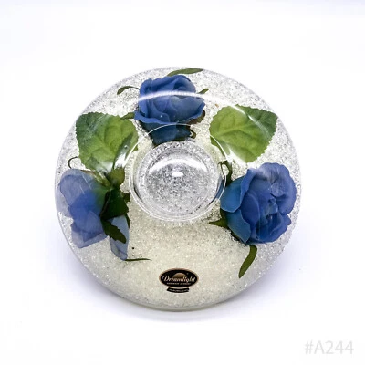 Dreamlight Teelichthalter „Traumlicht“ mit Blumen Handmade Germany Blau 14cm Ø - Bild 1 von 4