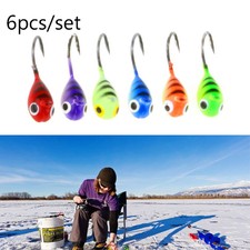 6Pcs Ice Fishing Jigs Tungsten Jig Mini Winter Jigging Fishing Lures Bait Sets ~