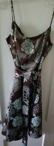 Size 12 Jessica Howard Lined Fit Flare Dress Blue Brown Flower  Gorgeous - Picture 1 of 6