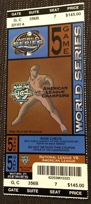 FULL TICKET 2003 WORLD SERIES GM 5 YANKEES MARLINS DEREK JETER Miguel Cabrera - Image 1 of 4