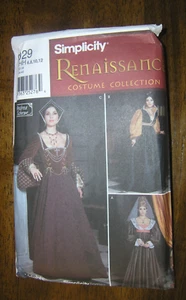 Renaissance Dress Pattern Uncut Simplicity 9929 6,8,10,12 Medieval Costume - Picture 1 of 2