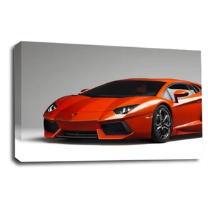 Cuadro de pared grande de lienzo enmarcado de coche deportivo rojo con impresión artística Lambo listo para colgar - Imagen 1 de 5