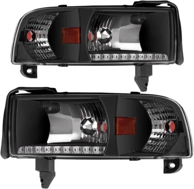 LED DRL Headlights + Corner Signal Lamps For 1994-2001 Dodge Ram 1500 2500 3500 - Image 1 of 4