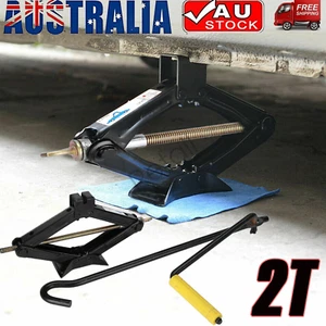 NEW 2 Ton Scissor Jack Car Van Wind Up Tyre Lift Chrome Crank Handle Emergency - Picture 1 of 12