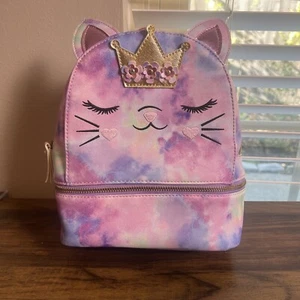 Underonesky 9” Mini Backpack Purse Cat With Crown Pink Purple Blue Tie Dye Style - Picture 1 of 17