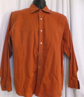 Camisa de Vestir BANANA REPUBLIC GUC Para Hombres Mediana Naranja Manga Larga Cuello Abotonada Foto 1 de 4