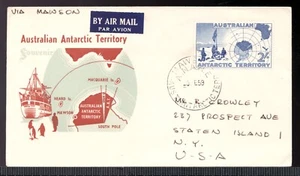 1959 cover. Australian Antarctic Territory, Mawson Base to New York. Sc# L4 - Picture 1 of 1