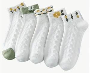Women's Cute Mixed Floral Print Pattern Ankle Socks Fashion Sock Set Of 5 - Picture 1 of 3