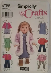 Elaine Heigl Simplicity Pattern 18" Vinyl Doll Outfits Winter Coat Clothes New - Picture 1 of 1