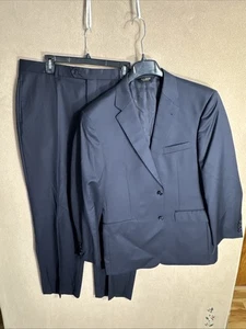 JOS A BANK 42R Navy Solid 2 Piece SUIT 38x29 2 Button 100% Wool Signature Gold - Picture 1 of 18