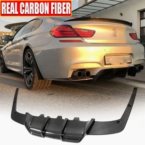 For BMW F06 F12 F13 M6 13-18 REAL CARBON FIBER Rear Bumper Diffuser Lip Spoiler - Picture 1 of 13