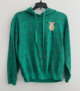 Star Wars The Mandalorian Grogu Green Hoodie Pullover Sweatshirt Jr Size LG - Picture 1 of 9