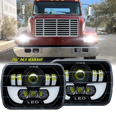 For International Harvester 4700 4800 4900 7x6'' Sealed LED Headlights Halo DRL - Image 1 of 4