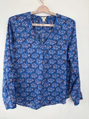 J. Blusa Crew Peasant cuello en V estampado floral para mujer talla grande manga larga Foto 1 de 4