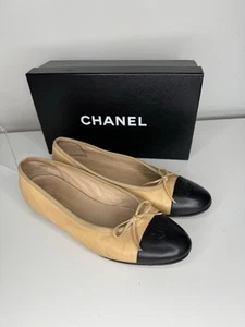 chanel ballet flats pumps beige size eu41,5 uk7,5 - Picture 1 of 8