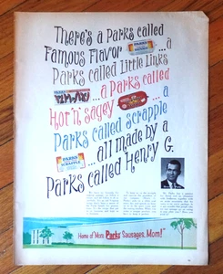 Publicidad impresa en color Parks Sausages 1967 vintage de la revista Life - Imagen 1 de 2