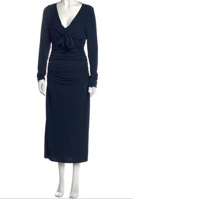 Cinq A Sept Long Sleeve Breanna Dress Knot Tie Front Size 8 Navy Blue - Image 1 of 4