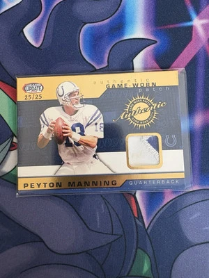 2002 Pacific Game Worn Patch #/25 Peyton Manning RARE SP HOF #18 Colts - Image 1 of 2