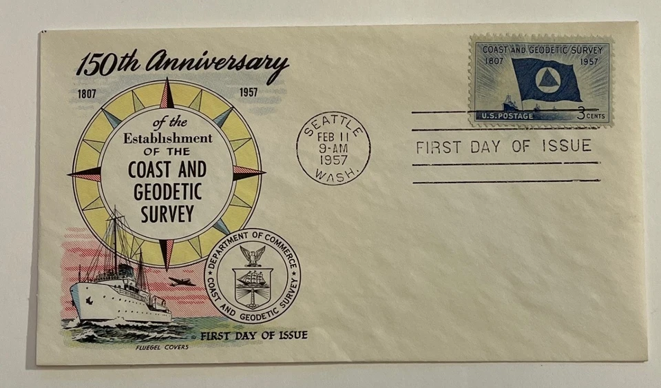 1957 3c Geodetic Survey Postage Stamp #1088 First Day Cover - Fluegel - Image 1 of 1