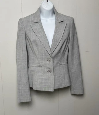 Blazer Express Design Studio feminino cinza claro xadrez 2 botões sob medida tamanho 2 - Imagem 1 de 4