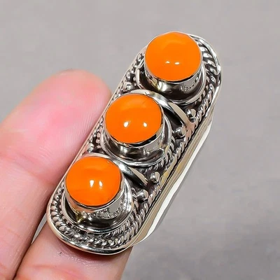 Anillo Joyería Nepalí Tibetano Moda Bohemia Hecho a Mano Coral Amarillo 9" SR 3314 Foto 1 de 4