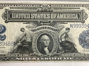 1899 $2 Silver Certificate FR 258 PMG 50EPQ Nice Choice Note - Picture 1 of 3