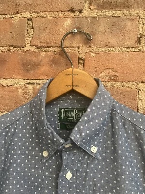 Gitman Bros Vintage Men’s Shirt, Sz Small Slim, Blue Polka Dot 100% Cotton - Image 1 of 4