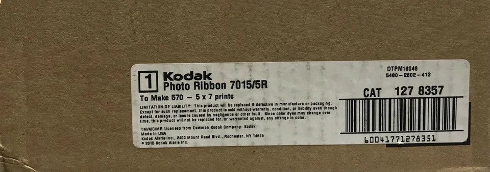 KODAK PHOTO RIBBON 7015/5R  CAT 127 8357 (570 Prints  5" x 7") - Image 1 of 1