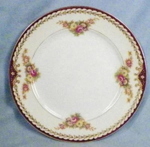 Japan Flower Garland Bread Plate Porcelain Bluebells Yellow Border Rust Edge - Picture 1 of 4