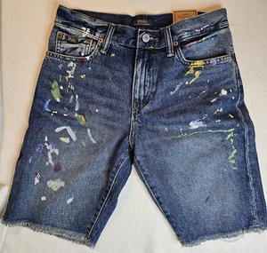 Polo Ralph Lauren Boy's Sullivan Slim Splatter Cut Off Jeans - 14 - Picture 1 of 9