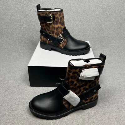 Nine West Arria Biker Ankle Cheetah Boots size 6.5 Animal Print Faux Leather - Image 1 of 4