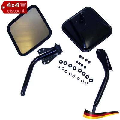 Komplettes Spiegel und Arm Kit, vorne (nicht EU) Schwarz Jeep Wrangler YJ 87/95 - Bild 1 von 4