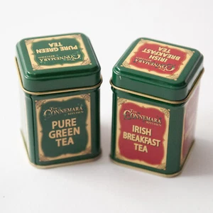 Set of 2 Miniature The Connemara Kitchen Irish Breakfast & Green Tea Tins EMPTY - Picture 1 of 9