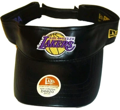 Los Angeles Lakers Leather Mens New Era Black Visor hat New Nba Kobe Bryant - Image 1 of 4